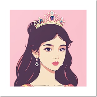 Illustration of a Young Princess in Pink Posters and Art